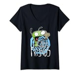 Womens Invader Zim G.I.R Me And The Squirrel Are Friends Funny Logo V-Neck T-Shirt