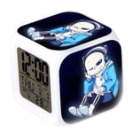 Undertale Sans Digital Thermometer Glowing Cube Alarm Clock Color Changing Led