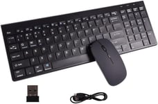 Kautfair Clavier Souris Sans Fil,2.4G Bluetooth Qwerty Layout Rechargeable Mince Silencieux Compact Pleine Taille Clavier Et Souris Avec Pavé Numérique & 3 Dpi Réglables,Pour Mac,Pcs,Laptop(Noir)