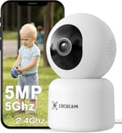 5Mp Camera Surveillance Wifi Interieur, 2,4/5Ghz Wifi Caméra Pour Bébé/Animaux, 355°P 95°T,Détection De Mouvement Ai, Suivi Automatique,Audio Bidirectionnel, Tf/Cloud, Compatible A[CAM07467]