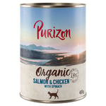 Ekonomipack: Purizon Organic ekologiskt 24 x 400 g - Ekologisk lax & ekologisk kyckling med ekologisk spenat