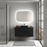 Ensemble salle de bains L. 119 cm meuble sous vasque + plan de toilette noir mat Alba