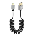 GELRHONR Câble Spiralé Micro HDMI vers HDMI 4k, 90Degrés Câble micro hdmi mâle vers mâle à ressort flexible cordon mince prise en charge 18Gbps 3D 4K@60Hz, pour Camera Video Capture Card (Straight)