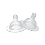 Twistshake Lot de 2 Tétines Anti-Colique en Silicone Taille Petit pour Bébé Bouteilles à Boire Débit Lent, Tétine en Forme de Sein pour Biberon, 0+ Mois, Sans BPA, Transparent