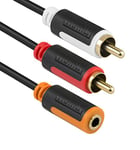 mumbi Câble Y Audio – 3.5 mm Jack Femelle vers 2 x RCA mâle avec connecteurs plaqués Or 20 cm