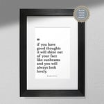 "If You Have Good Thoughts.." - Quote Print | Roald Dahl | Inspirational Quote | The Twits Book Black Frame Without Mount A3