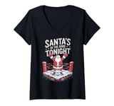 Womens Christmas Boxing Santa's In The Ring Tonight V-Neck T-Shirt