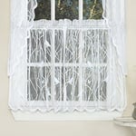 Sweet Home Collection Curtain Treatment in Stylish and Unique Patterns and Designs for All Home Décor, fabric, Songbird White, 24 in Tier