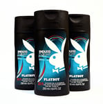 3x Playboy Endless Night Shower Gel Body Wash for Men 250ml, Gift Shower Gel Fun