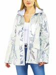 Womens Waterproof Holographic Raincoat Jacket Pink Silver Glitter Size 8 To 16