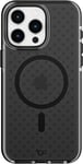 tech21 Check for iPhone 15 Pro Max, Compatible with MagSafe, Basic Case, TPU and Bioodegradable Material, Smokey/Black, 12x Military Grade Protection: 4,9m