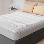 CASABEL Surmatelas 180 x 200 cm Mousse à Memoire de Forme 5 cm Haute Densité - sur-Matelas Double - Zones Ergonomiques de Soutien - pour Matelas, Clic Clac, BZ - Entreprise Française