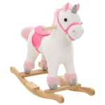 Licorne � bascule Peluche 65x32x58 cm Blanc et rose