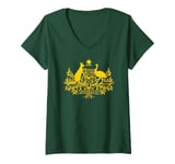 Womens AUSTRALIA COAT OF ARMS KANGAROO AND EMU AUSTRALIAN SYMBOL V-Neck T-Shirt