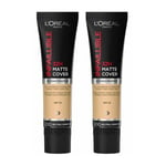 L'Oreal Paris Infallible 32HR Matte Cover Foundation 30ml - 200 Golden Sand x2