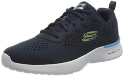 Skechers Men's Skech-AIR Dynamight Tuned UP Walking Shoe, Navy Engineered Mesh/Pu/Lime Trim, 7.5 UK