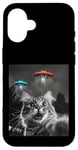 Coque pour iPhone 16 Maine Coon Cat Selfie avec Alien OVNI Homme, Femme, Enfant