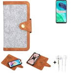 Felt Case + earphones for Motorola Moto G8 Cover light grey