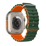 Ocean armband för Apple Watch Ultra 2 band 49mm 45mm 44mm 40mm 41mm 42mm 49mm silikon correa armband iWatch serie 9 7 6 3 klocka 8 Mörkgrön-orange Y