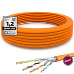 10m CAT 7 Câble Ethernet RJ45 LAN Câble réseau S/FTP PiMF Internet d'installation en Cuivre solide Certifié GHMT pour Switch, Prise, Serveur, PC LSZH Sans halogène AWG 23 orange