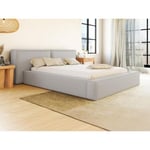 Lit coffre 140 x 190 cm - Tissu - Gris clair + Matelas - TIMANO de Pascal Morabito