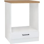 JUNONA Meuble bas four 60 cm - Plan de travail - Blanc brillant