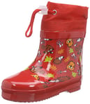 Playshoes Kurze Gummistiefel Waldtiere aus Naturkautschuk gefüttert, Bottes après-ski à tige basse et doublure chaude mixte enfant - Rouge, 25