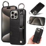 Apple iPhone 15 Pro Max Hand Strap PU Card Case Black