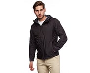 Tommy Hilfiger Men's Lightweight Breathable Waterproof Hooded Jacket Raincoat, Black, S