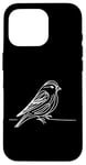 Coque pour iPhone 16 Pro Line Art Oiseau et Ornithologue Pin Siskin