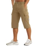 MAGCOMSEN Mens 3/4 Summer Outdoor Shorts Jogger Capri Long Short Pants Casual Gym Jogging Activewear Shorts Loose Fit Quick-Drying Shorts Pants Outdoor Hiking Shorts with Multi Pockets Khaki, 32