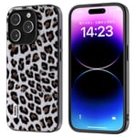 iPhone 15 Pro Fleksibelt Plastdeksel - Leopardmønster - Sølv