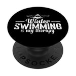 La natation en hiver est ma thérapie PopSockets PopGrip Adhésif