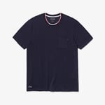 Lacoste Mens Three-Tone Crew Neck Pyjama T-Shirt in Blue Cotton - Size Small