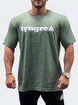 Tyngre T-Shirt Loose Fit Logo Mens Green Melange L, Träningskläder