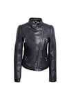 QUEEN HELENA Y2007 Veste de moto en simili cuir pour moto et femme, Noir , M