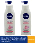 NIVEA Extra White Radiant Body Moisturiser Lotion UV Filter 40X Vitamin C 2x380m