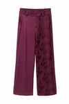 Pantalon jacquard ceinture foulard