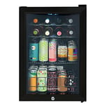 Russell Hobbs Mini Fridge 20 Bottle/62L Lockable Freestanding Black Table Top Mini Beer & Wine Fridge, LED Light & Lock and Key with Glass Door RHGWC4B-LCK