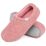 Pantoufles Femme Chaussons Maison d'intérieur Peluche Hiver Mousse à Mémoire Confort Antidérapantes Légères et respirante Rose2 42-43