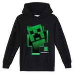 Barnens Minecraft Tryckta Hoodies Creeper Huvtröja Toppar Black 9-10 Years