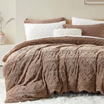 Sedefen Kaki Housse de Couette 200x200 cm Polaire Sherpa Hiver Chaude Duveteuse Tuftée à Rayures Parure de lit 2 Personnes Fille Ado Peluche Flanelle Linge de lit Avez Fermeture Éclair