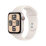 Apple Watch SE (2. Generation) GPS + Cellular 44 mm Smartwatch mit Aluminiumgehäuse in Polarstern und Sportarmband in Polarstern (S/M). Fitness und Schlaftracker, Unfallerkennung, Herzfrequenzmesser