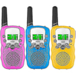 Barnens Walkie Talkies 3-pack, 3 Mil Lång Räckvidd Med Bakgrundsbelysta Ficklampor