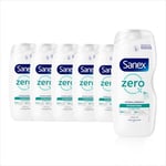 Sanex Zero% Hydrating Family Shower Gel 225ml x 6, hydrating body wash, vegan 0%