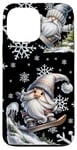 Coque pour iPhone 13 Pro Max Cute Winter Sports Accessories With Snowboarding Gnome