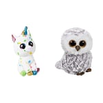 Ty - TY36898 - Beanie Boo's - Peluche Harmonie la Licorne 15 cm & TY37201 - Beanie Boo's - Peluche Owlette Hibou 15 cm