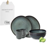 like. by Villeroy & Boch - Lave Ensemble De Vaisselle En Grès, 6 P., Look Poterie, Service Pour Le Petit-Déjeuner Pour 2 Personnes, Gris