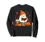 Cute Ghost Reading Book Lovers Halloween Ghost Coffee Cozy Sweatshirt