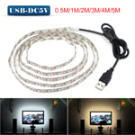 5V TV LED Bakgrundsbelysning USB LED Strip Light Dekor Lampa White-5M White-2M